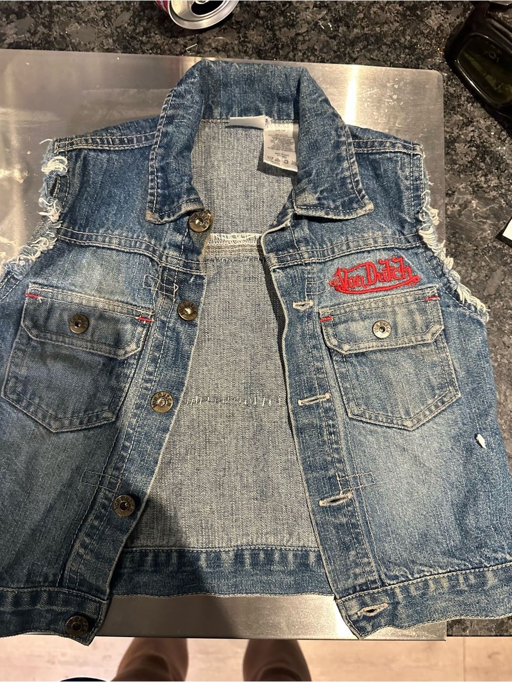 Von Dutch Kids' Blue Denim Vest - Sleeveless Jacket 12M